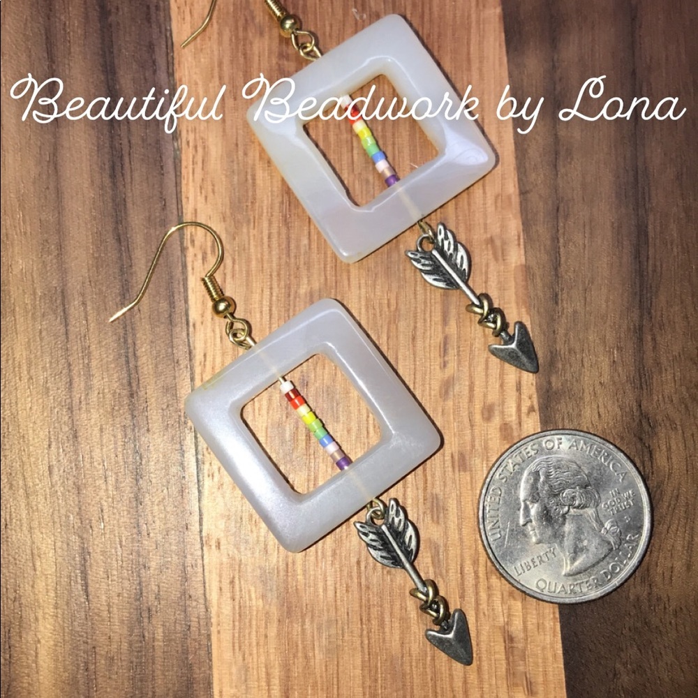 Beaded Earrings with stone frames